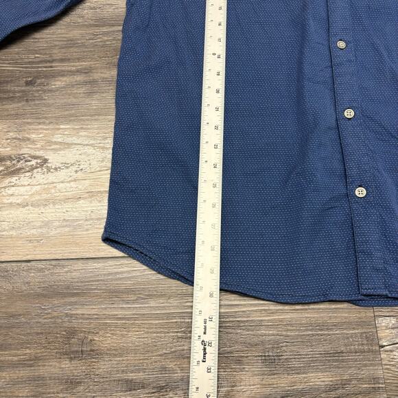 Carbon2Cobalt Blue White Micro Dot Mens L Preppy Long Sleeve Button Down Shirt - Picture 7 of 9